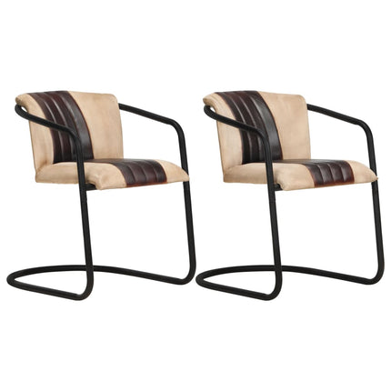 Chaises À Manger Lot De 2 Brun Roux Cuir Véritable