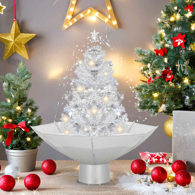 Arbre De Noël Neigeux Avec Base De Parapluie 75 Cm Blanc