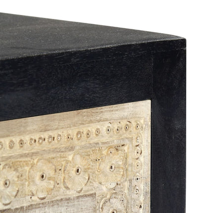 Table De Chevet Sculptée À La Main Gris 40X30X50 Cm Manguier
