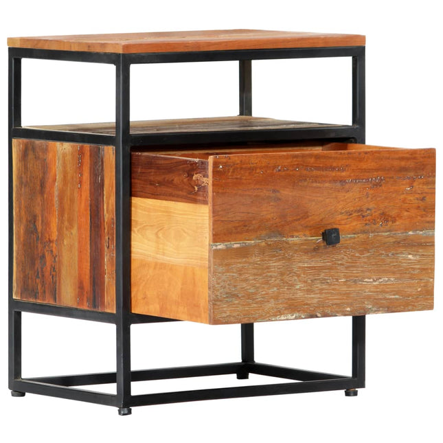 Table De Chevet 40 X 30 X 50 Cm Bois De Récupération Et Acier