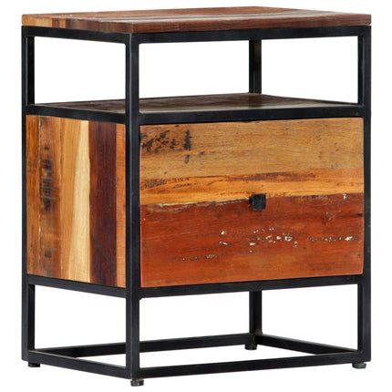 Table De Chevet 40 X 30 X 50 Cm Bois De Récupération Et Acier