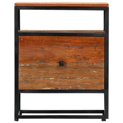 Table De Chevet 40 X 30 X 50 Cm Bois De Récupération Et Acier