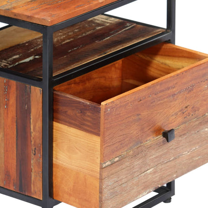 Table De Chevet 40 X 30 X 50 Cm Bois De Récupération Et Acier