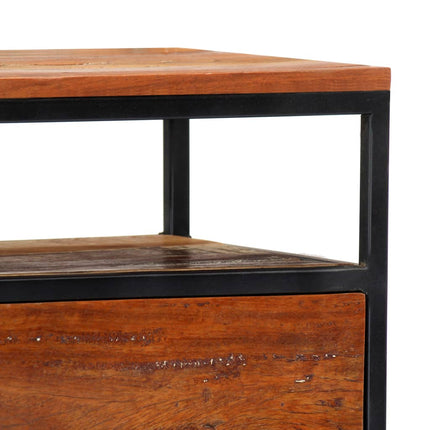 Table De Chevet 40 X 30 X 50 Cm Bois De Récupération Et Acier