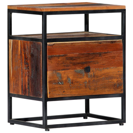 Table De Chevet 40 X 30 X 50 Cm Bois De Récupération Et Acier