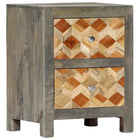 Table De Chevet Gris 40X30X50 Cm Bois De Manguier Massif
