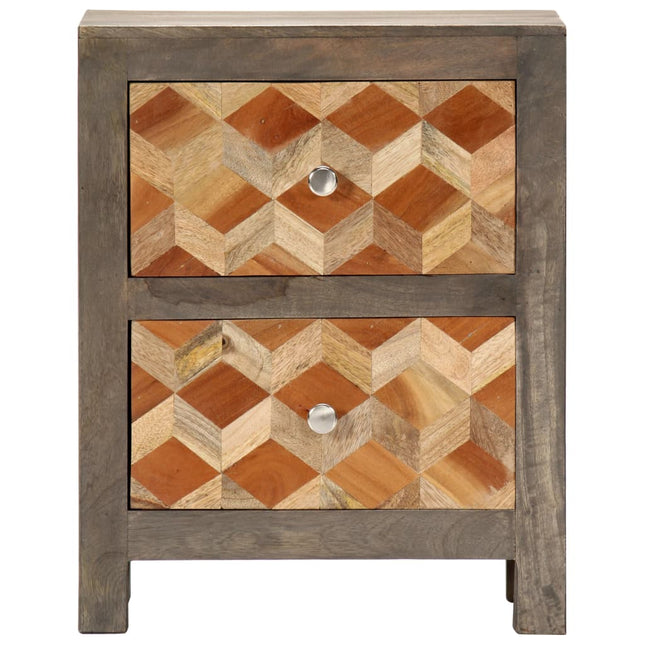 Table De Chevet Gris 40X30X50 Cm Bois De Manguier Massif