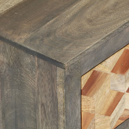 Table De Chevet Gris 40X30X50 Cm Bois De Manguier Massif