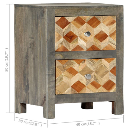 Table De Chevet Gris 40X30X50 Cm Bois De Manguier Massif