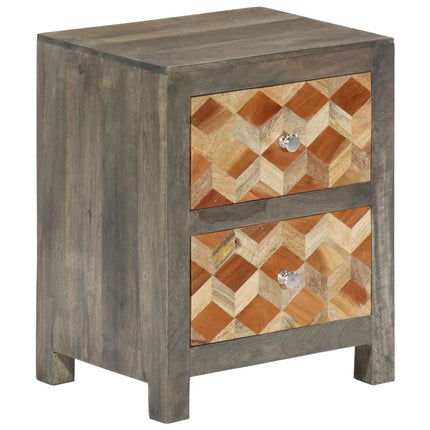 Table De Chevet Gris 40X30X50 Cm Bois De Manguier Massif