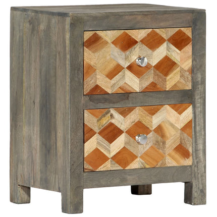 Table De Chevet Gris 40X30X50 Cm Bois De Manguier Massif