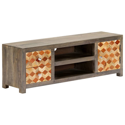 Meuble Tv Gris 120 X 30 X 40 Cm Bois Massif De Manguier