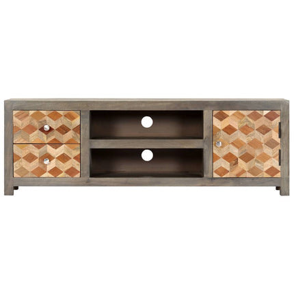 Meuble Tv Gris 120 X 30 X 40 Cm Bois Massif De Manguier