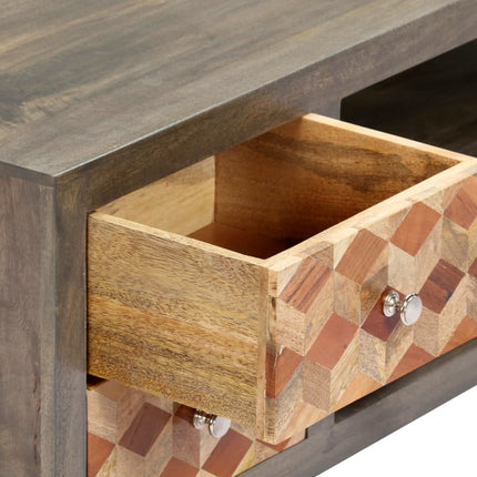 Meuble Tv Gris 120 X 30 X 40 Cm Bois Massif De Manguier