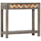 Table Console Gris 86 X 30 X 76 Cm Bois De Manguier Massif