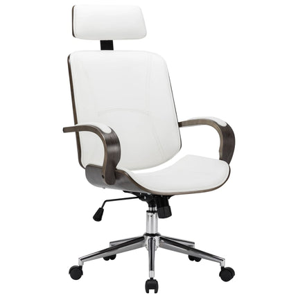 Chaise De Bureau Avec Appuie-Tête Bois Cintré Similicuir