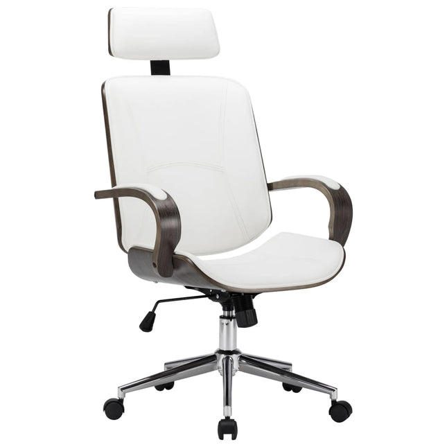Chaise De Bureau Avec Appuie-Tête Bois Cintré Similicuir