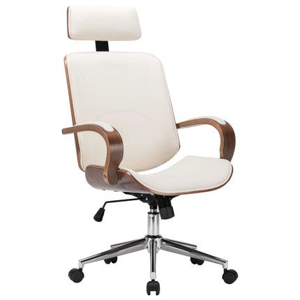 Chaise De Bureau Avec Appuie-Tête Bois Cintré Similicuir