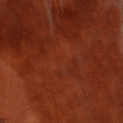 Chaise À Bascule Marron Cuir Véritable Et Manguier Massif