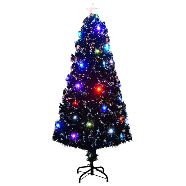 Arbre De Noël Pré-Éclairé Avec Support 150 Cm Fibre Optique Blanc