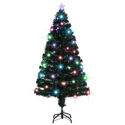 Arbre De Noël Pré-Éclairé Avec Support 150 Cm Fibre Optique Blanc