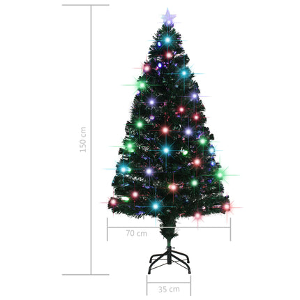 Arbre De Noël Pré-Éclairé Avec Support 150 Cm Fibre Optique Blanc