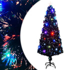 Arbre De Noël Pré-Éclairé Avec Support 150 Cm Fibre Optique Blanc