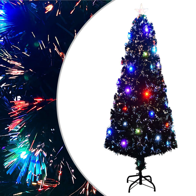 Arbre De Noël Pré-Éclairé Avec Support 150 Cm Fibre Optique Blanc
