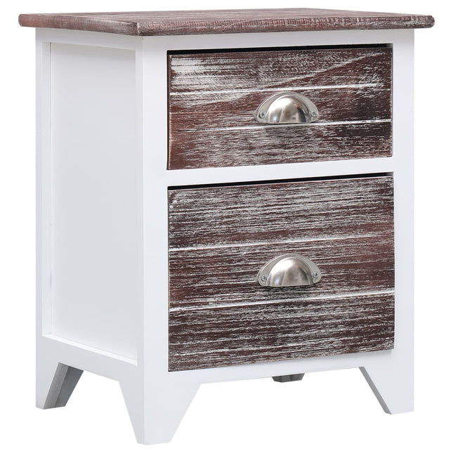 Table De Chevet 2 Pcs Avec 2 Tiroirs Gris Et Blanc