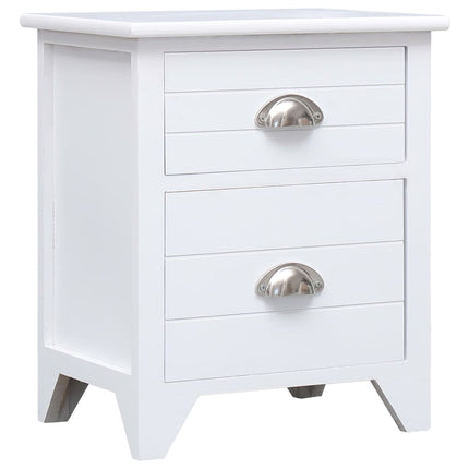 Table De Chevet 2 Pcs Avec 2 Tiroirs Gris Et Blanc
