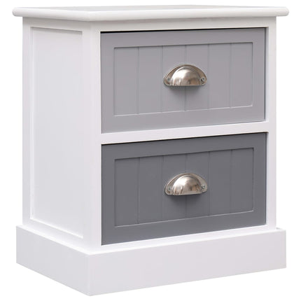Table De Chevet Gris 38X28X45 Cm Bois De Paulownia