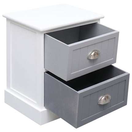 Table De Chevet Gris 38X28X45 Cm Bois De Paulownia