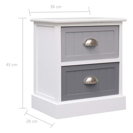 Table De Chevet Gris 38X28X45 Cm Bois De Paulownia