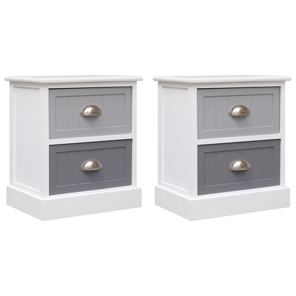Table De Chevet Gris 38X28X45 Cm Bois De Paulownia