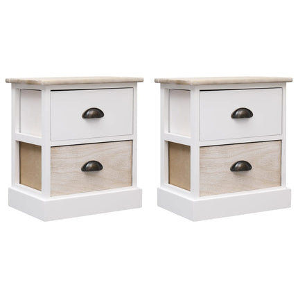 Table De Chevet Gris 38X28X45 Cm Bois De Paulownia
