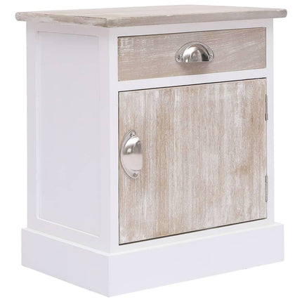 Table De Chevet Gris 38X28X45 Cm Bois De Paulownia