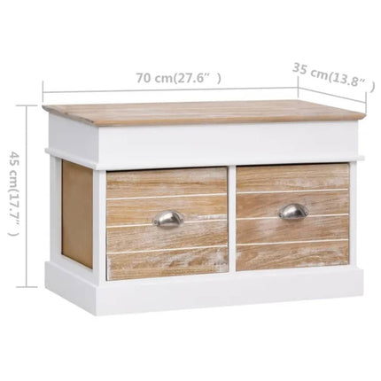 Banc D'entrée 70 X 35 X 45 Cm Bois De Paulownia