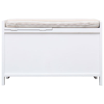 Banc D'entrée Blanc 70 X 33,5 X 45 Cm Bois De Paulownia