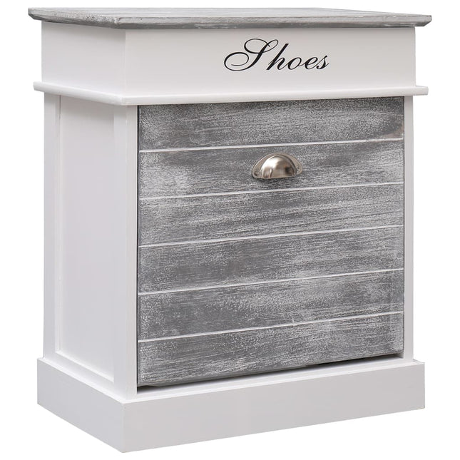 Armoire À Chaussures 50 X 28 X 58 Cm Bois De Paulownia Gris