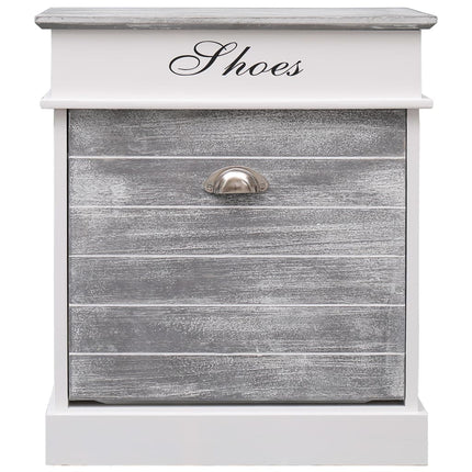 Armoire À Chaussures 50 X 28 X 58 Cm Bois De Paulownia Gris
