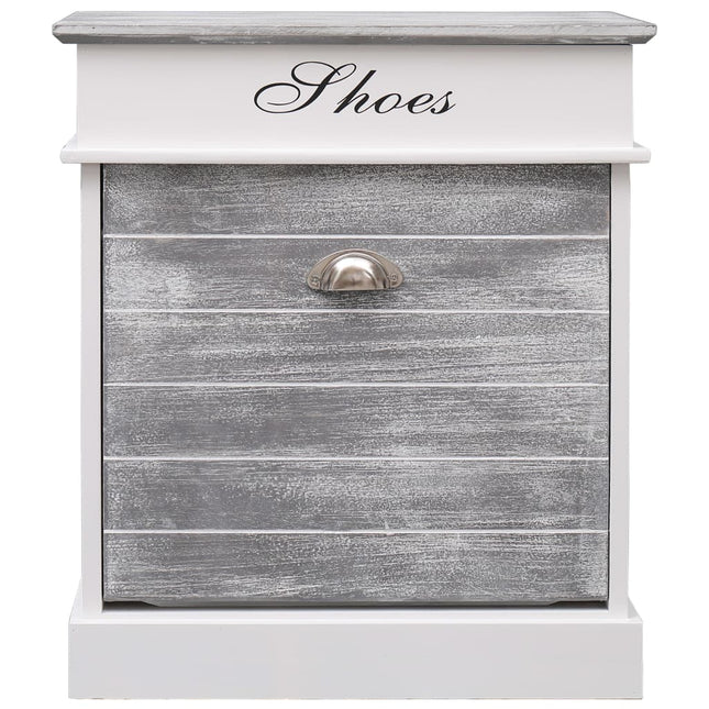Armoire À Chaussures 50 X 28 X 58 Cm Bois De Paulownia Gris