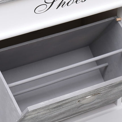 Armoire À Chaussures 50 X 28 X 58 Cm Bois De Paulownia Gris