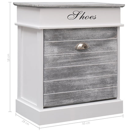Armoire À Chaussures 50 X 28 X 58 Cm Bois De Paulownia Gris