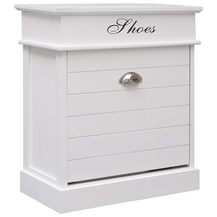 Armoire À Chaussures 50 X 28 X 58 Cm Bois De Paulownia Blanc