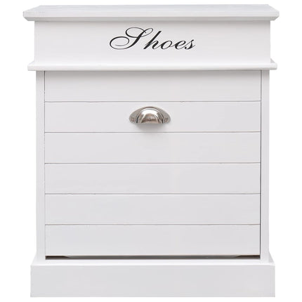 Armoire À Chaussures 50 X 28 X 58 Cm Bois De Paulownia Blanc