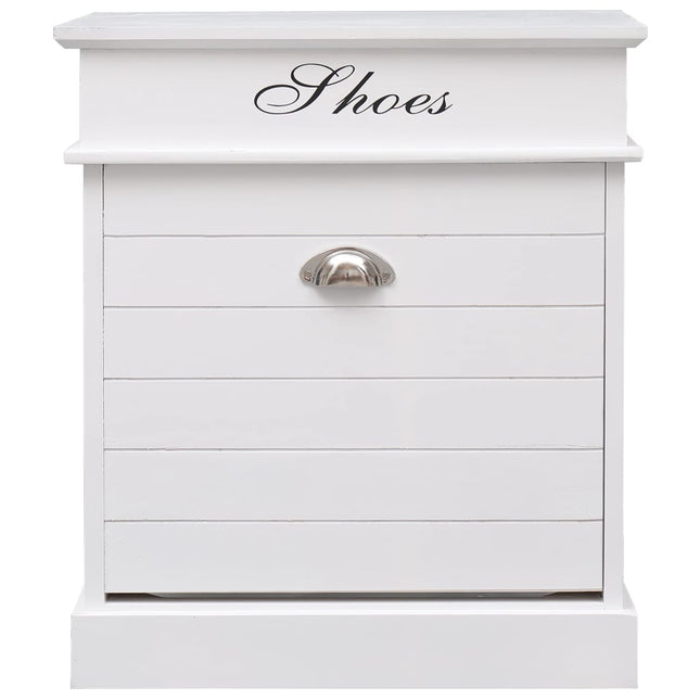 Armoire À Chaussures 50 X 28 X 58 Cm Bois De Paulownia Blanc
