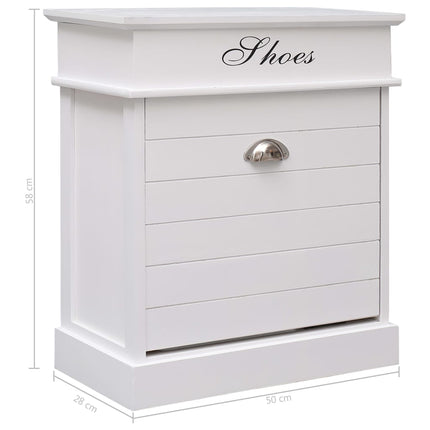 Armoire À Chaussures 50 X 28 X 58 Cm Bois De Paulownia Blanc