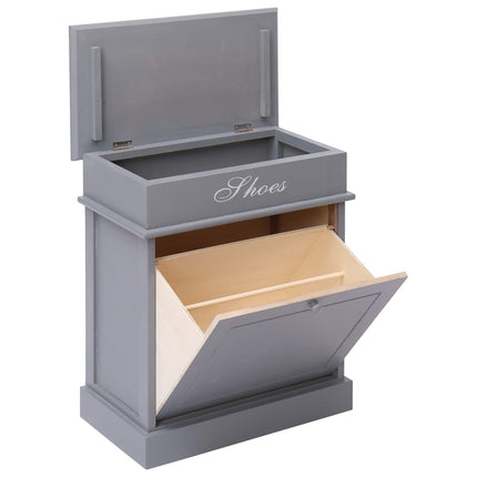 Armoire À Chaussures 50 X 28 X 58 Cm Bois De Paulownia Gris