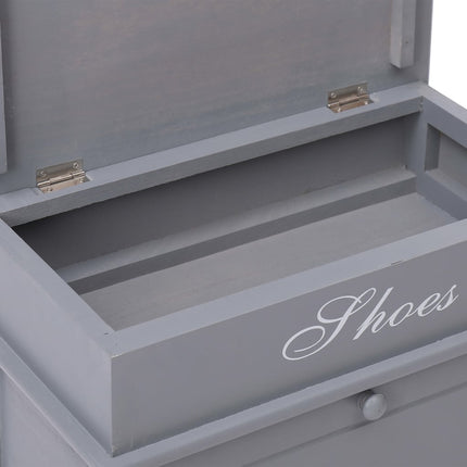 Armoire À Chaussures 50 X 28 X 58 Cm Bois De Paulownia Gris