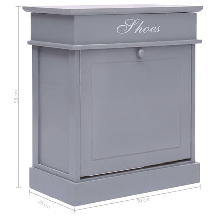 Armoire À Chaussures 50 X 28 X 58 Cm Bois De Paulownia Gris